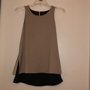 Tan and black layered blouse
